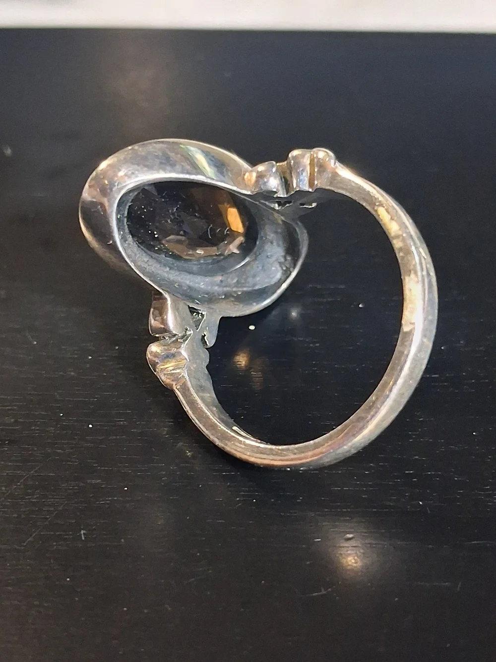 Vintage Doug Paulus Sterling Silver Oval Smokey Quartz Ring Size 9 Whimsigoth